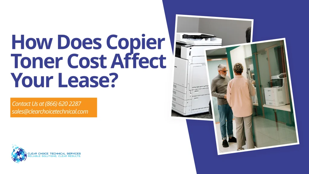 Two professionals discussing copier toner cost lease options in Cleveland office